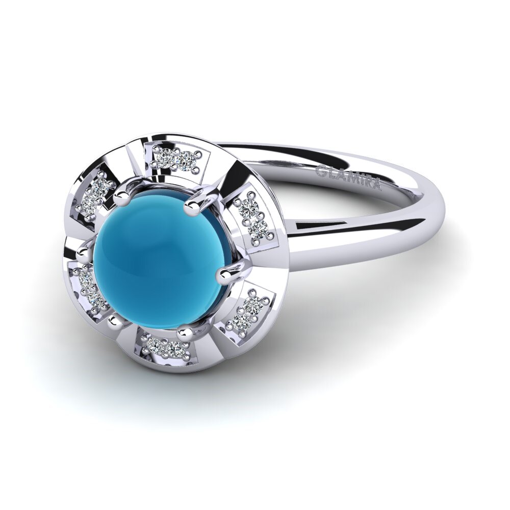 Topacio Azul Cabujón Anillo Riannon