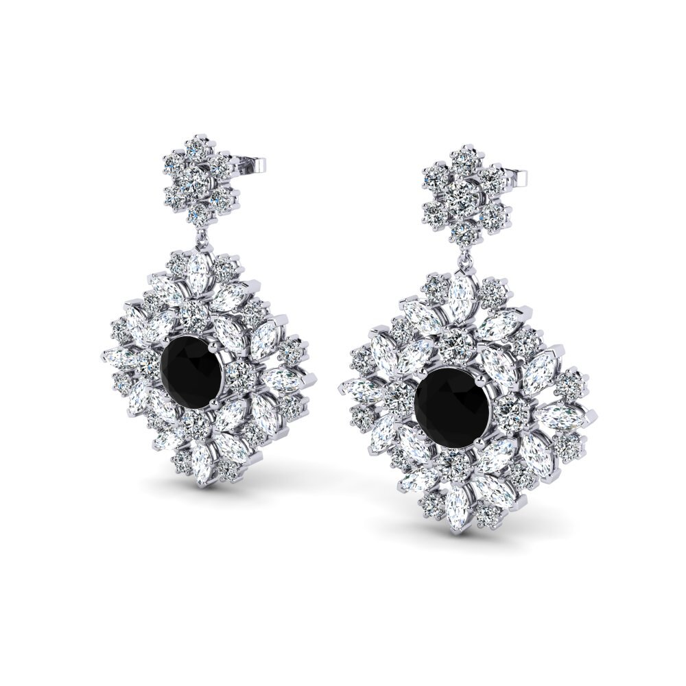 Saphir noir Boucle d'oreille femme Ribbin