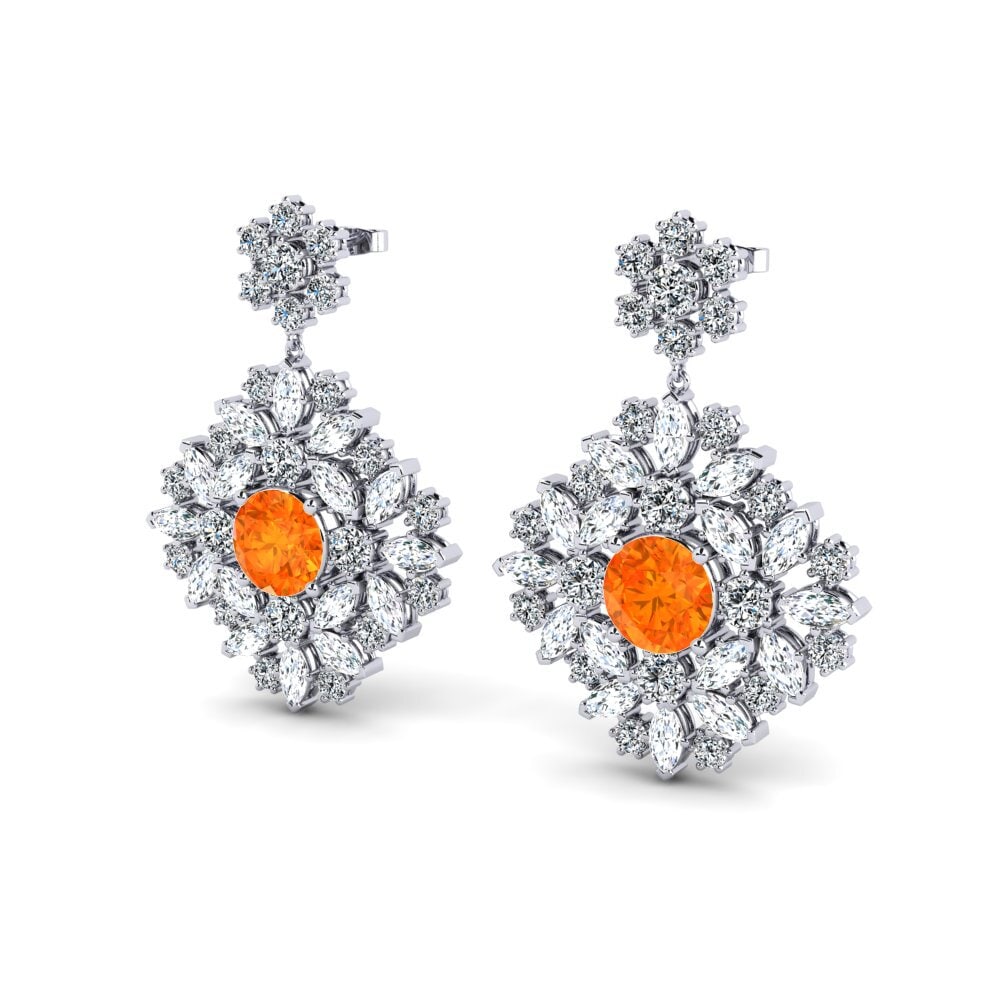 Orange Sapphire Women's Earring Ribbin