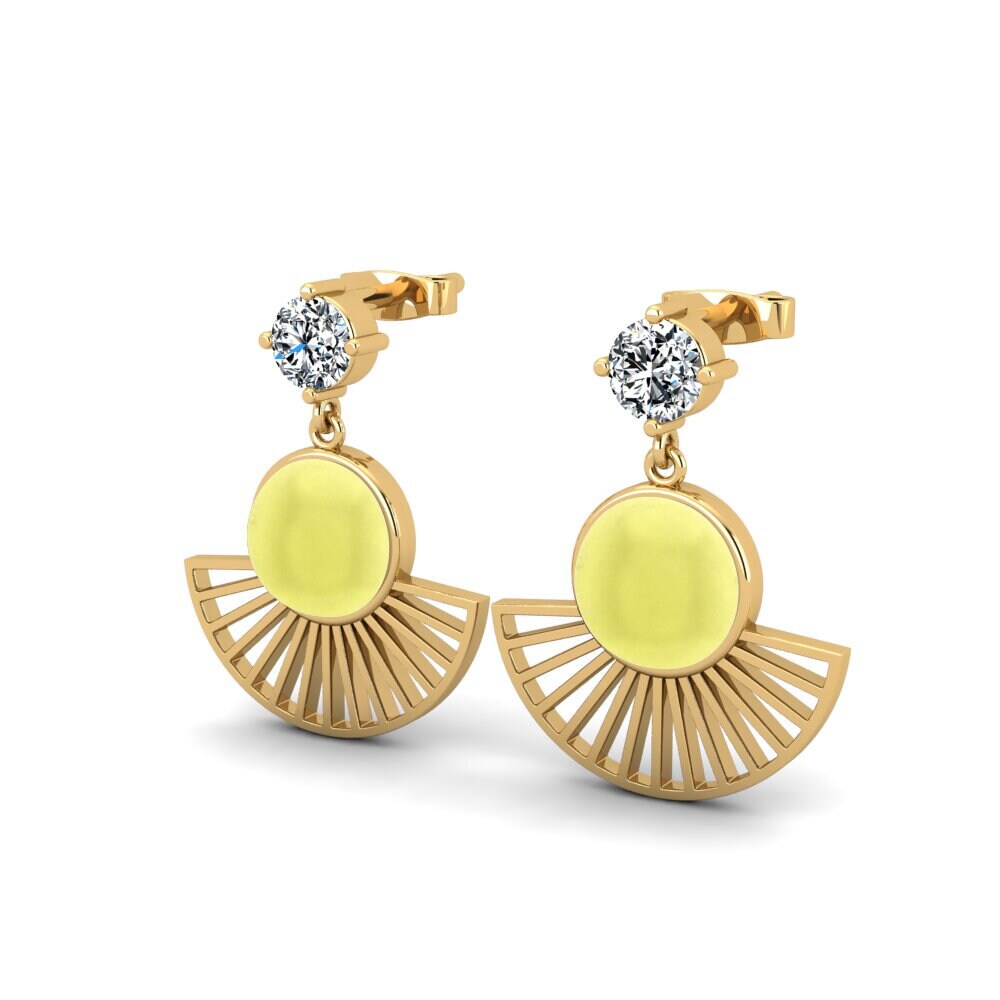 Cabochon Round Cabochon Lemon Topaz Women's Earring Ribera