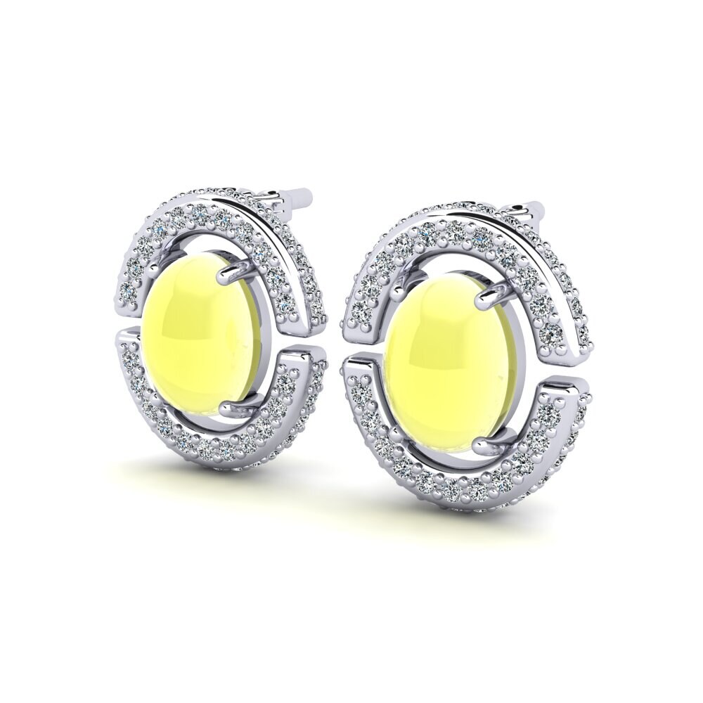 Cabochon Oval Cabochon Lemon Topaz Women's Earring Ricadene