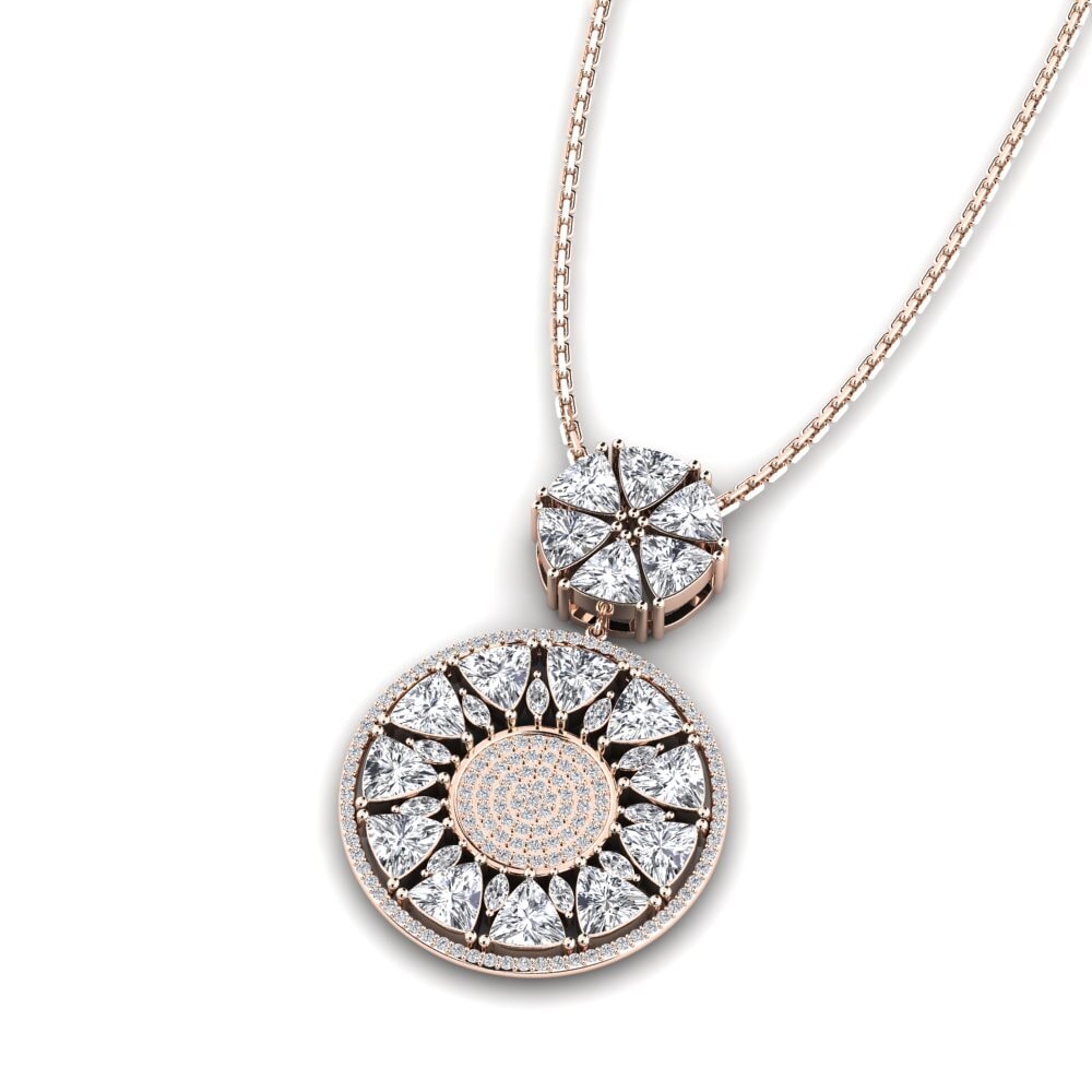 Women's Pendant Ricon in 5.95 Carat Trillion cut 9ct Rose Gold Lab ...