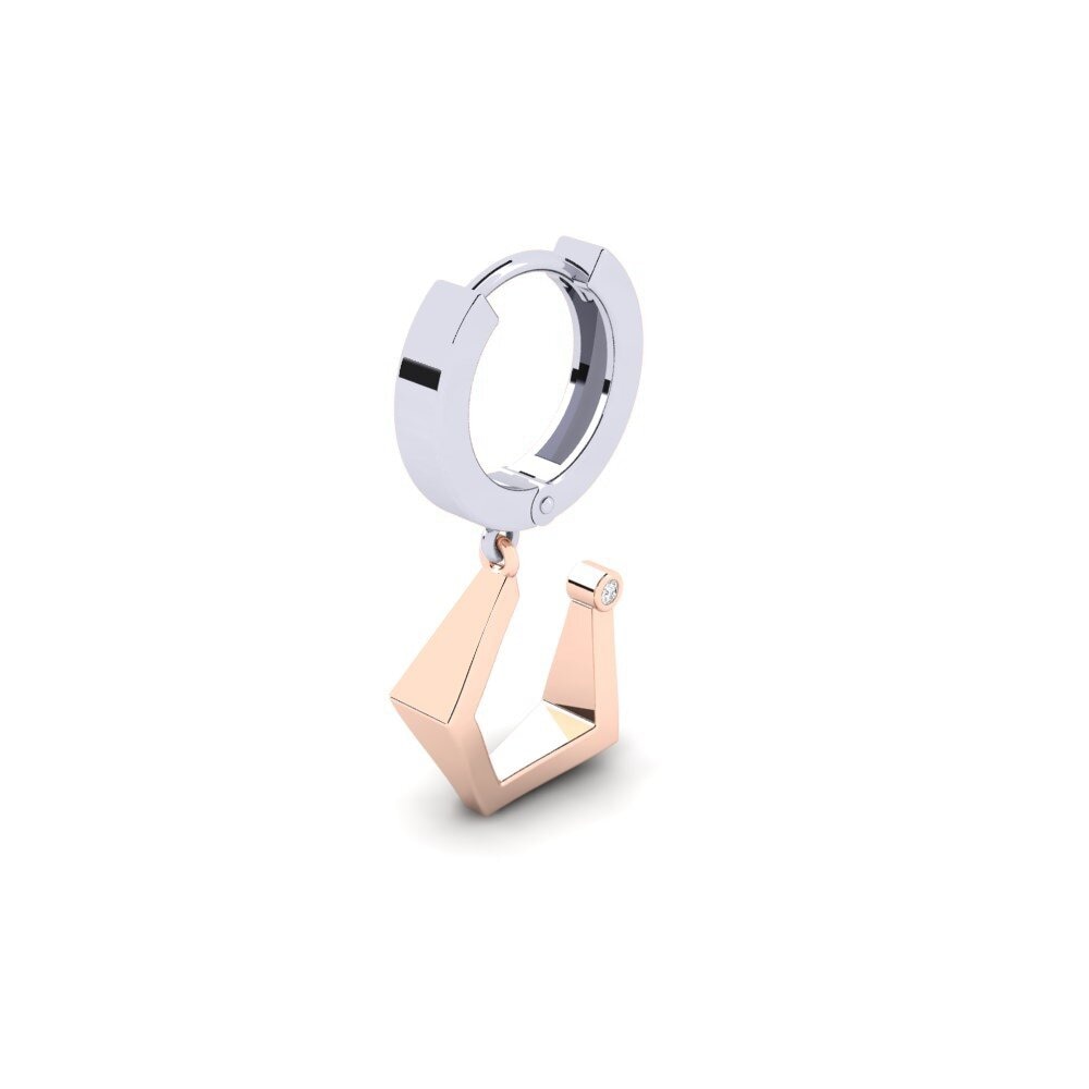 9ct White & Rose Gold White sapphire Men's Earring Rigmog
