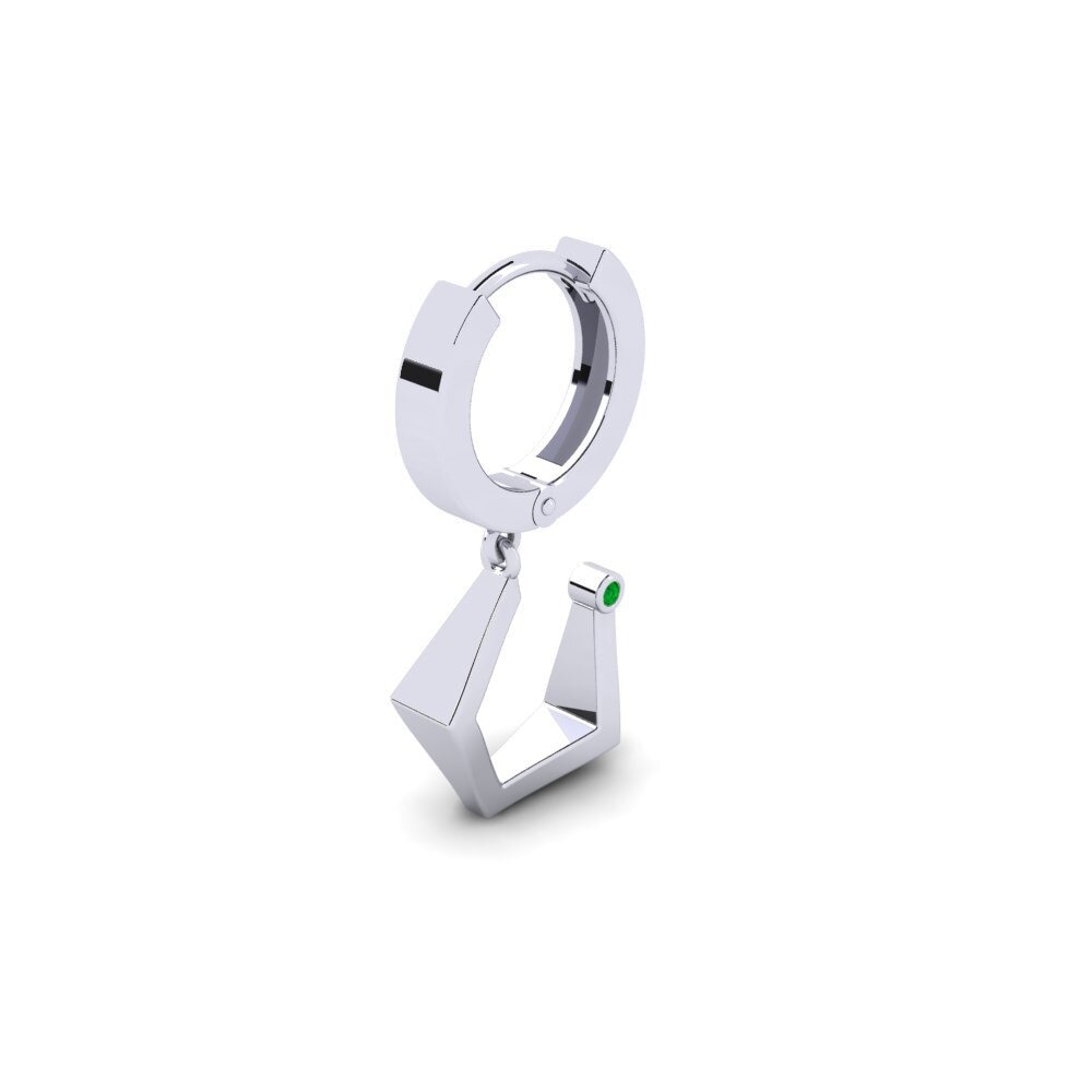 950 Platinum Emerald Men's Earring Rigmog