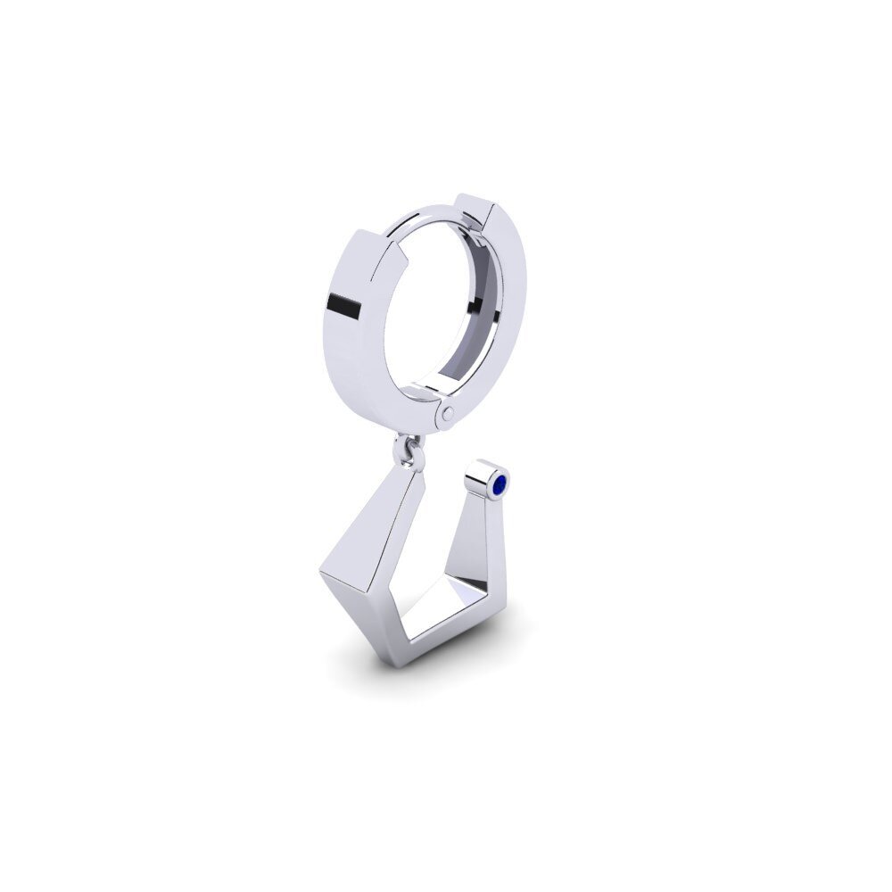 9k Oro Blanco Zafiro Pendiente para hombre Rigmog