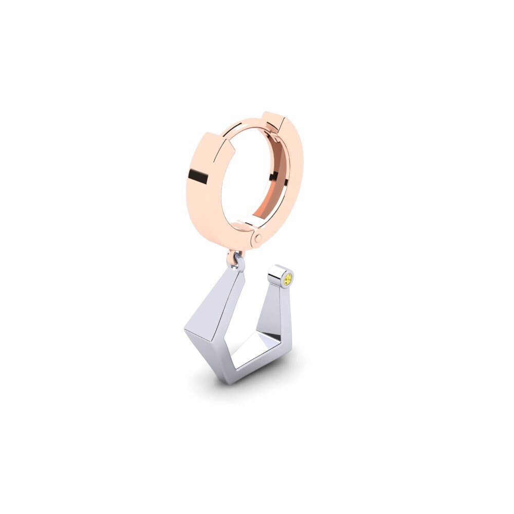 14k Oro Rosa & Blanco Zafiro amarillo Pendiente para hombre Rigmog