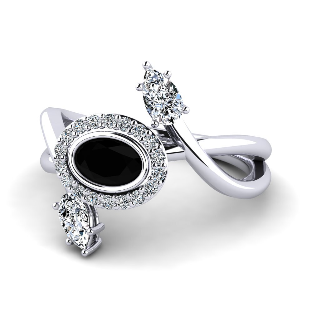 White Silver Black Onyx Women's Ring Rigotlas