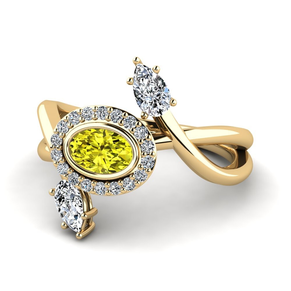 Diamante Amarelo Anel Feminino Rigotlas