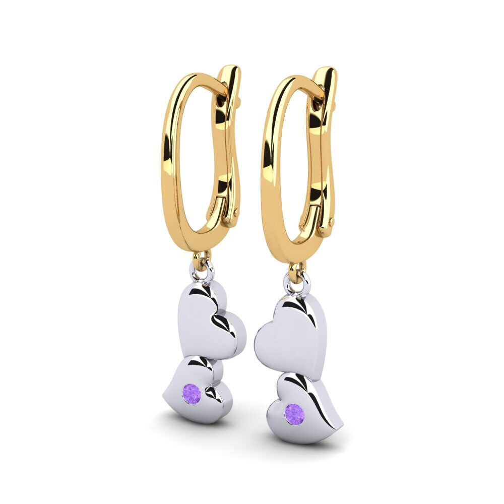 18k Oro Blanco & Amarillo Amatista Pendiente de mujer Riley