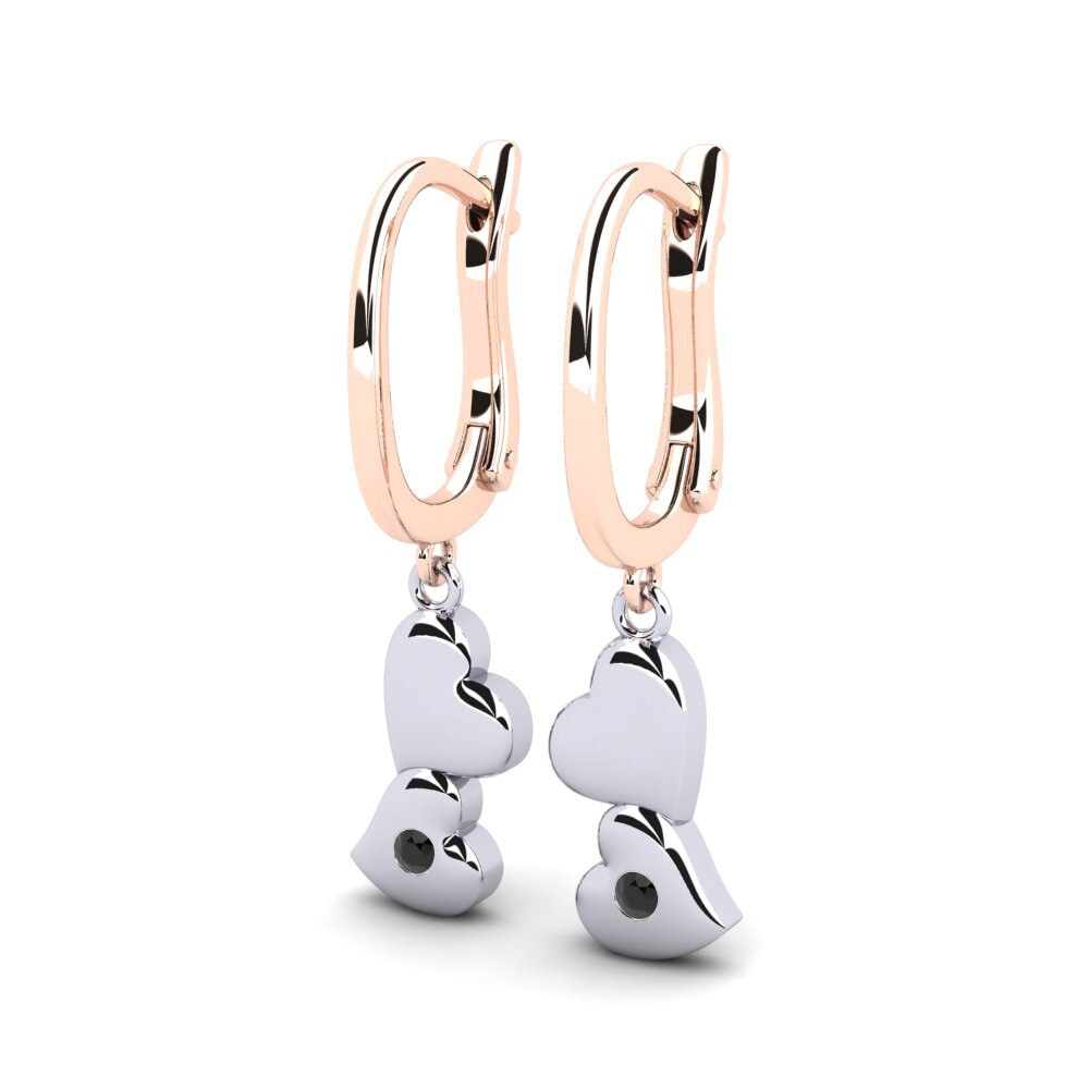 14k Oro Blanco & Rosa Ónix Negro Pendiente de mujer Riley