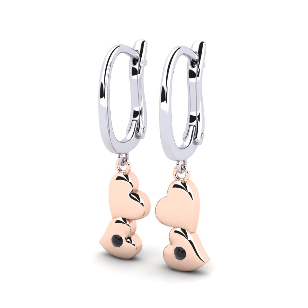 14k Oro Rosa & Blanco Zafiro negro Pendiente de mujer Riley