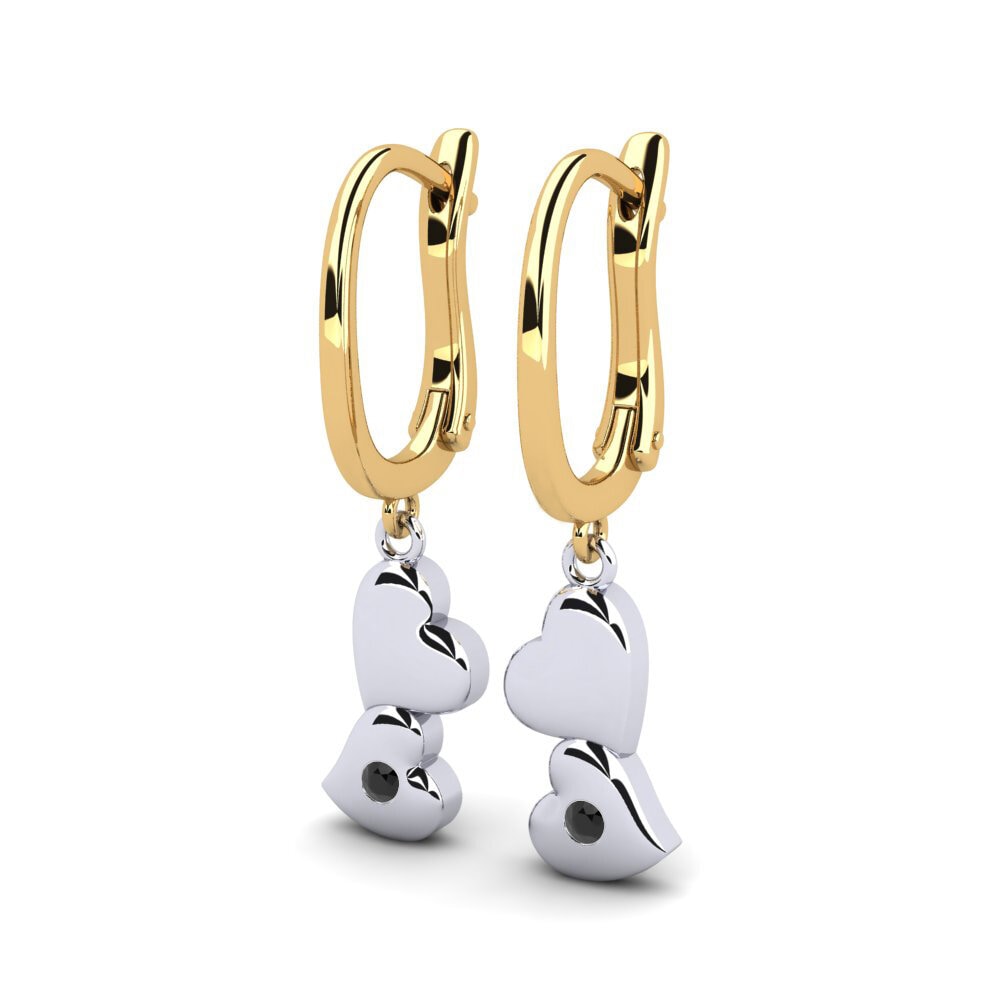 14ct White & Yellow Gold Black Sapphire Women's Earring Riley