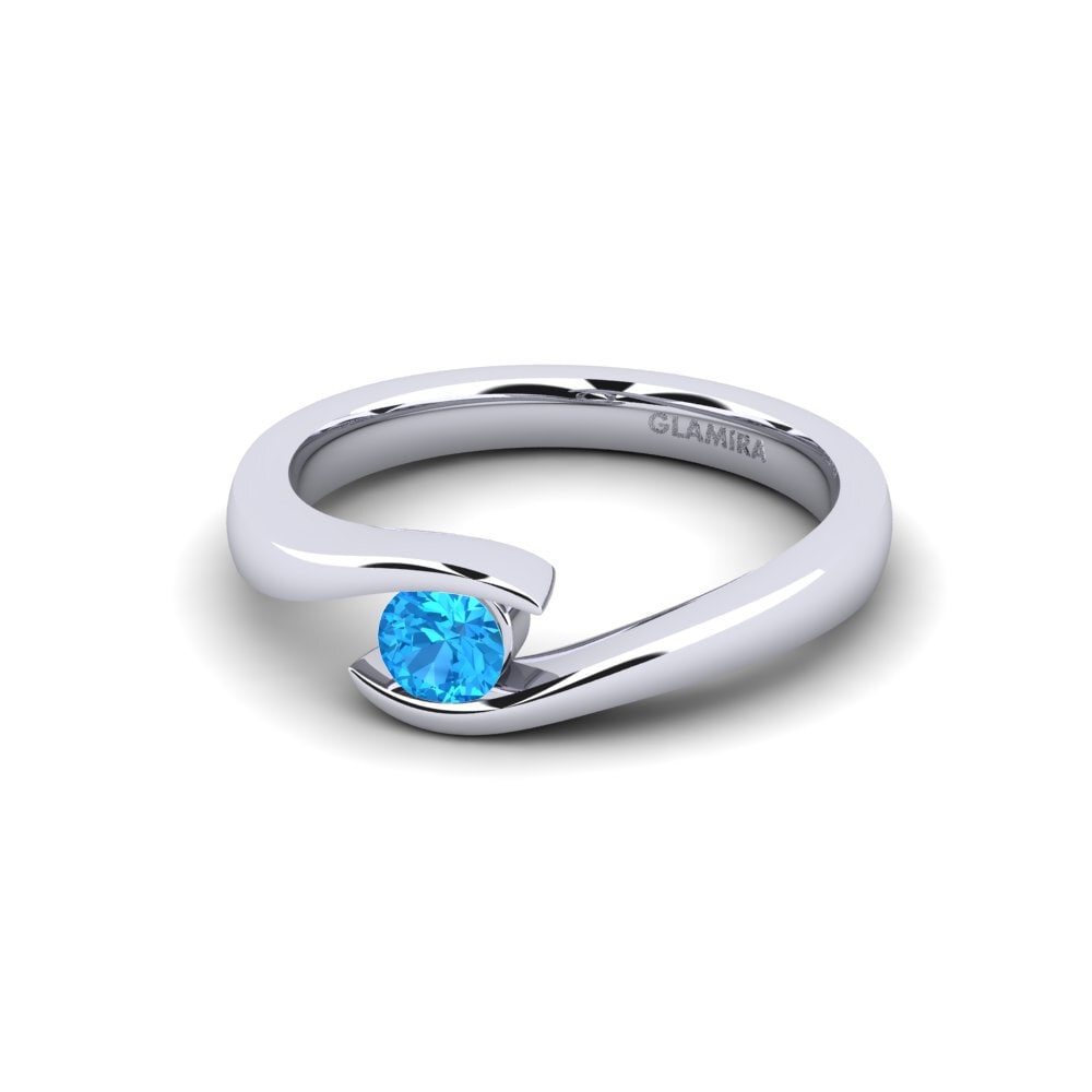 Topacio azul Anillo de compromiso Tonia 0.25 crt