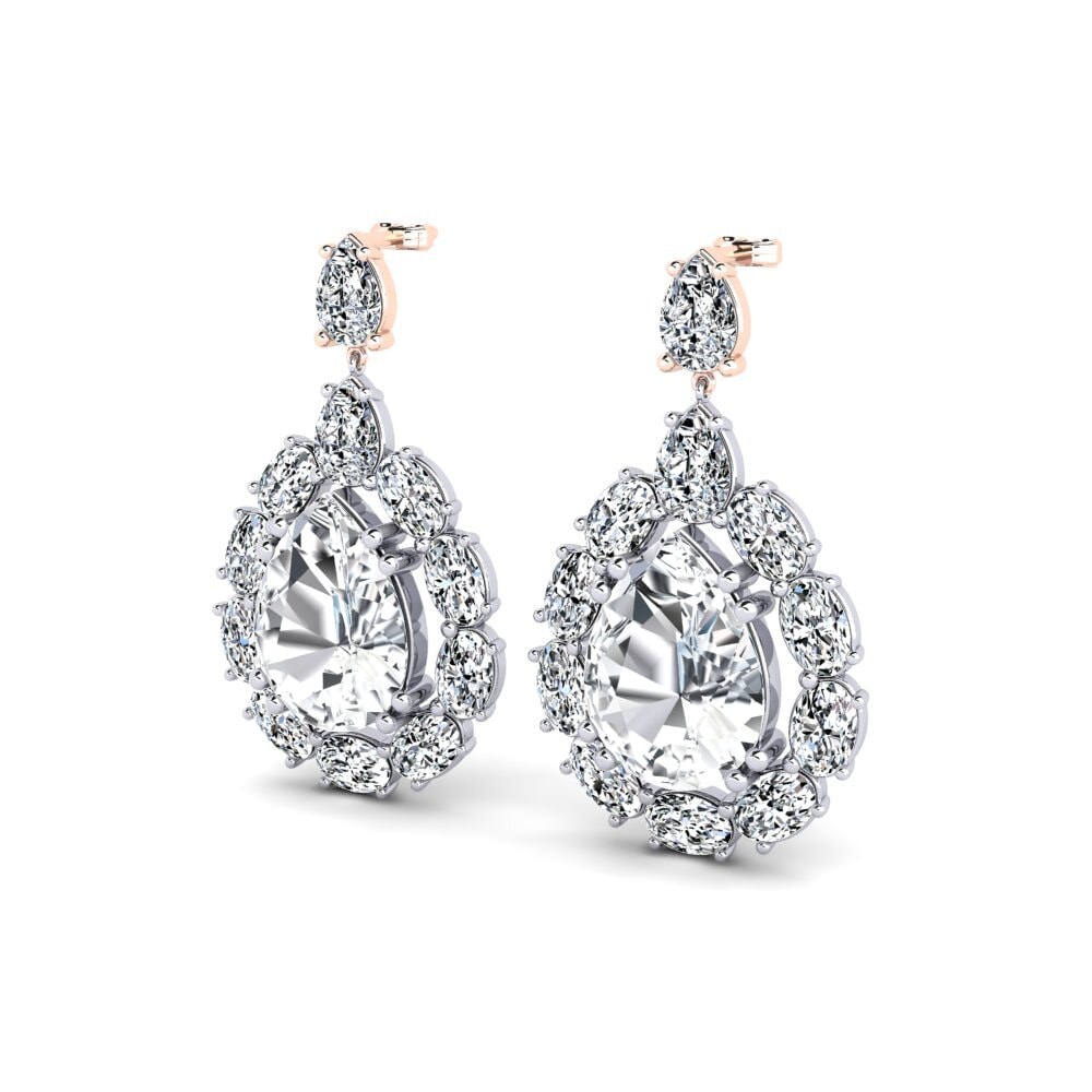 9k Oro Blanco & Rosa Circón Blanco Pendiente de mujer Riorda
