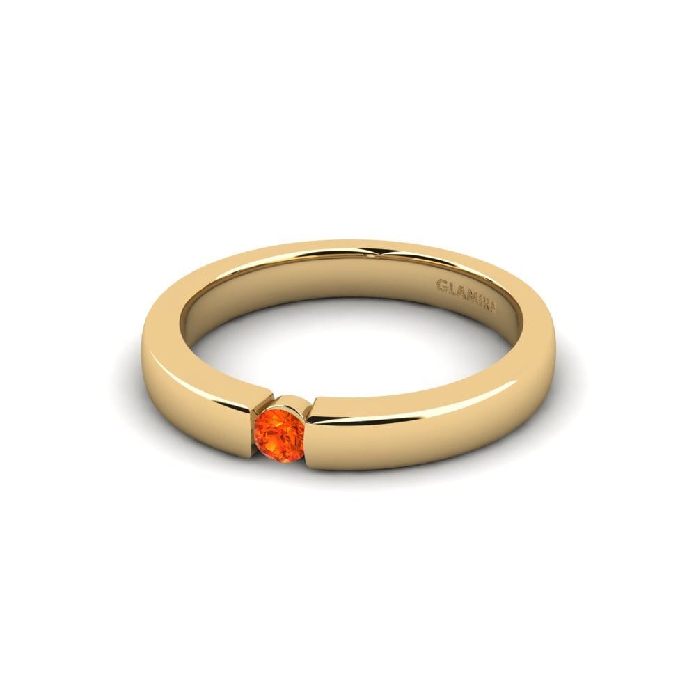 18k Oro Amarillo Zafiro Naranja Anillo de compromiso Lissy