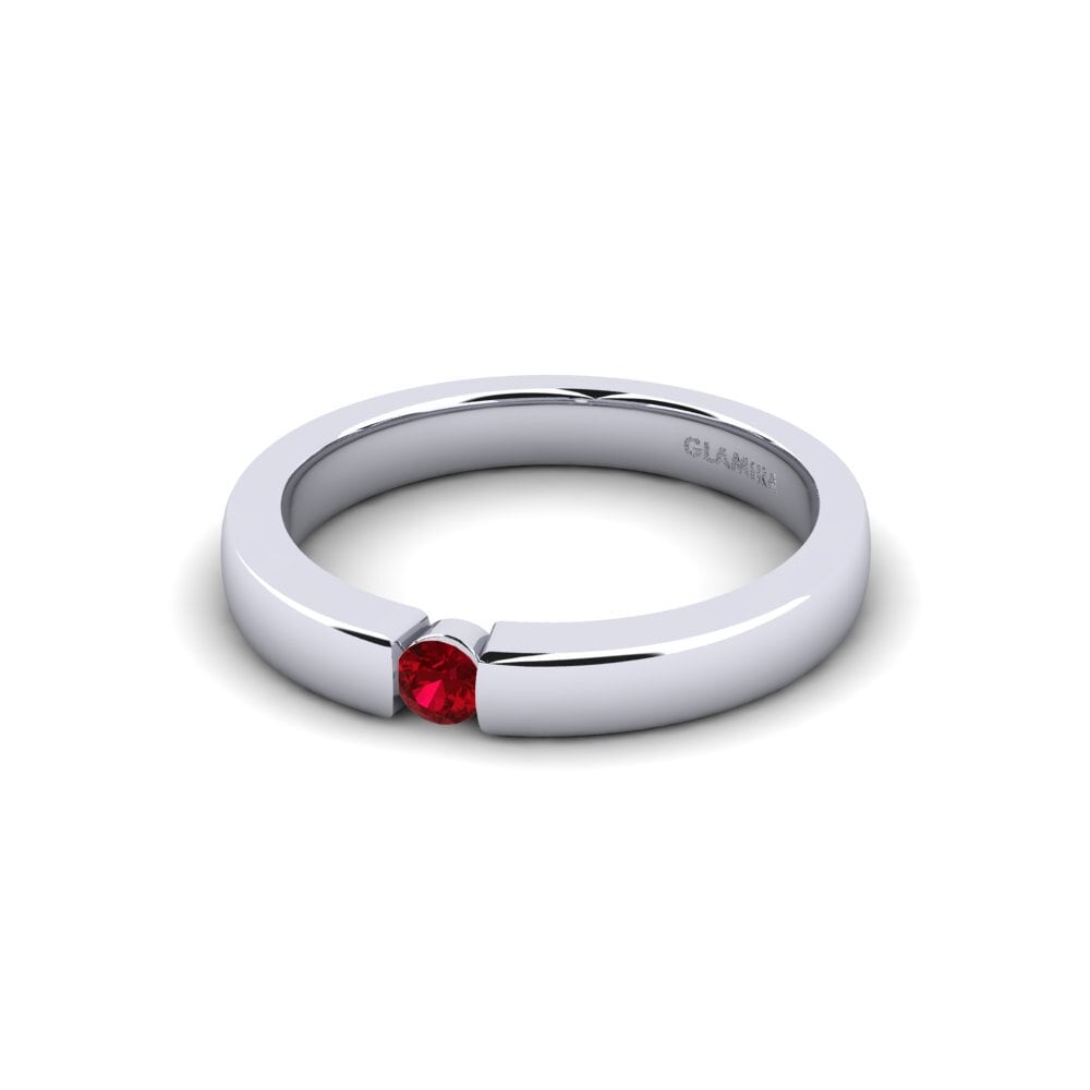 18k Oro Blanco Circonita Roja Anillo de compromiso Lissy