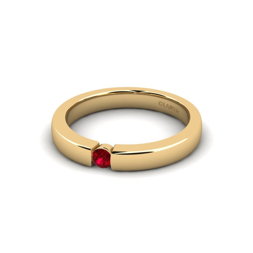 18k Oro Amarillo Circonita Roja Anillo de compromiso Lissy