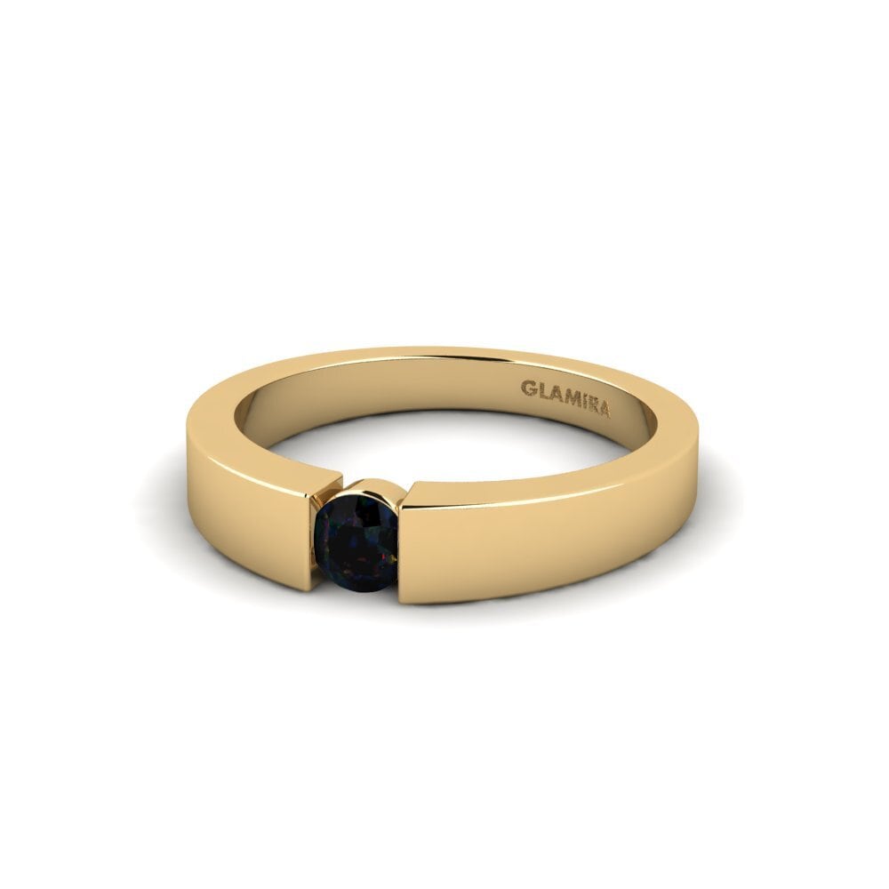 Tension Black Opal 9ct Yellow Gold Rings