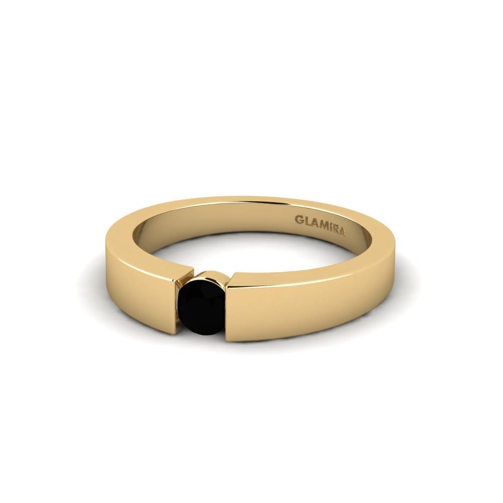 Anillos de compromiso 14k Oro Amarillo Diamante Negro Tensión