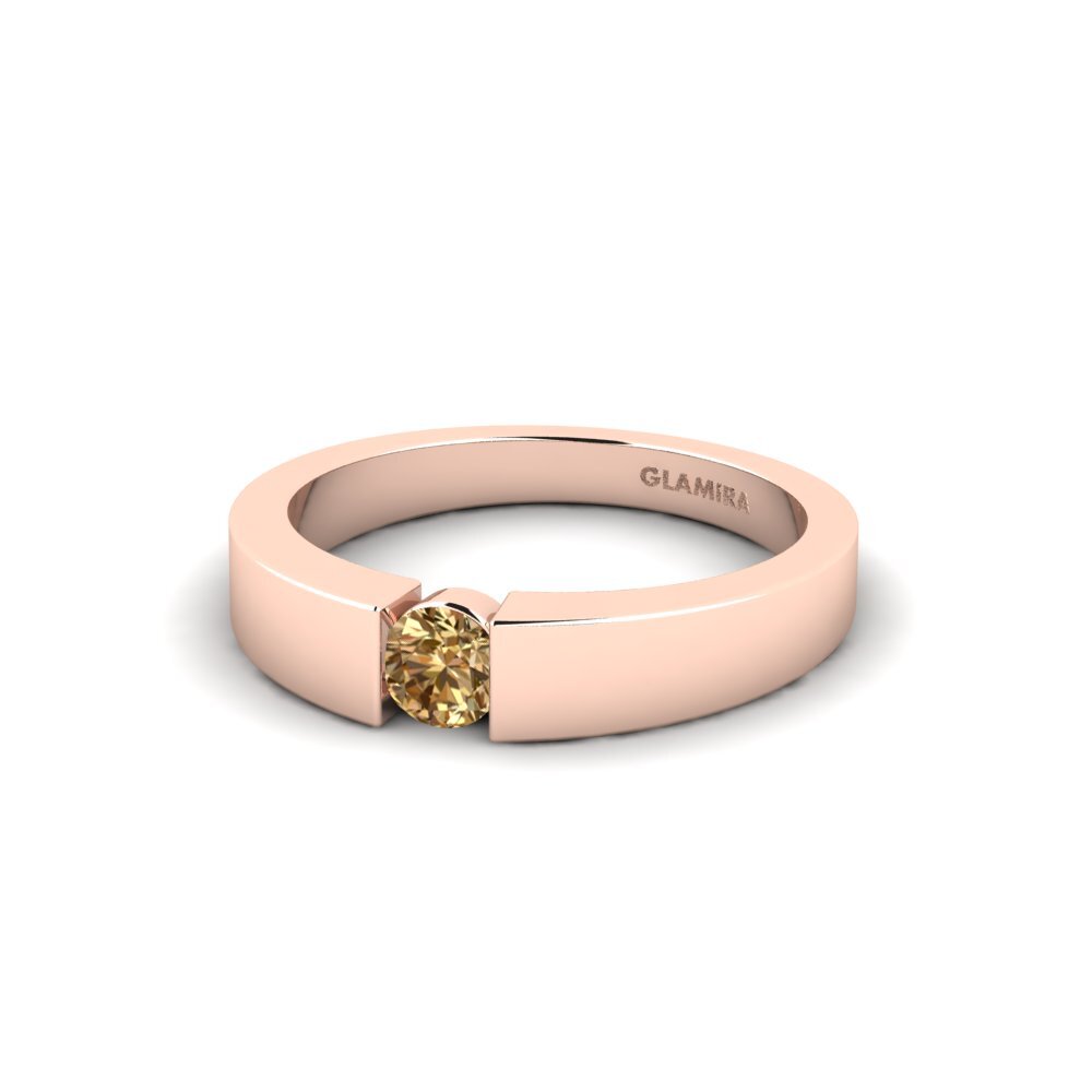 Anillos de compromiso 14k Oro Rosa Diamante café Tensión