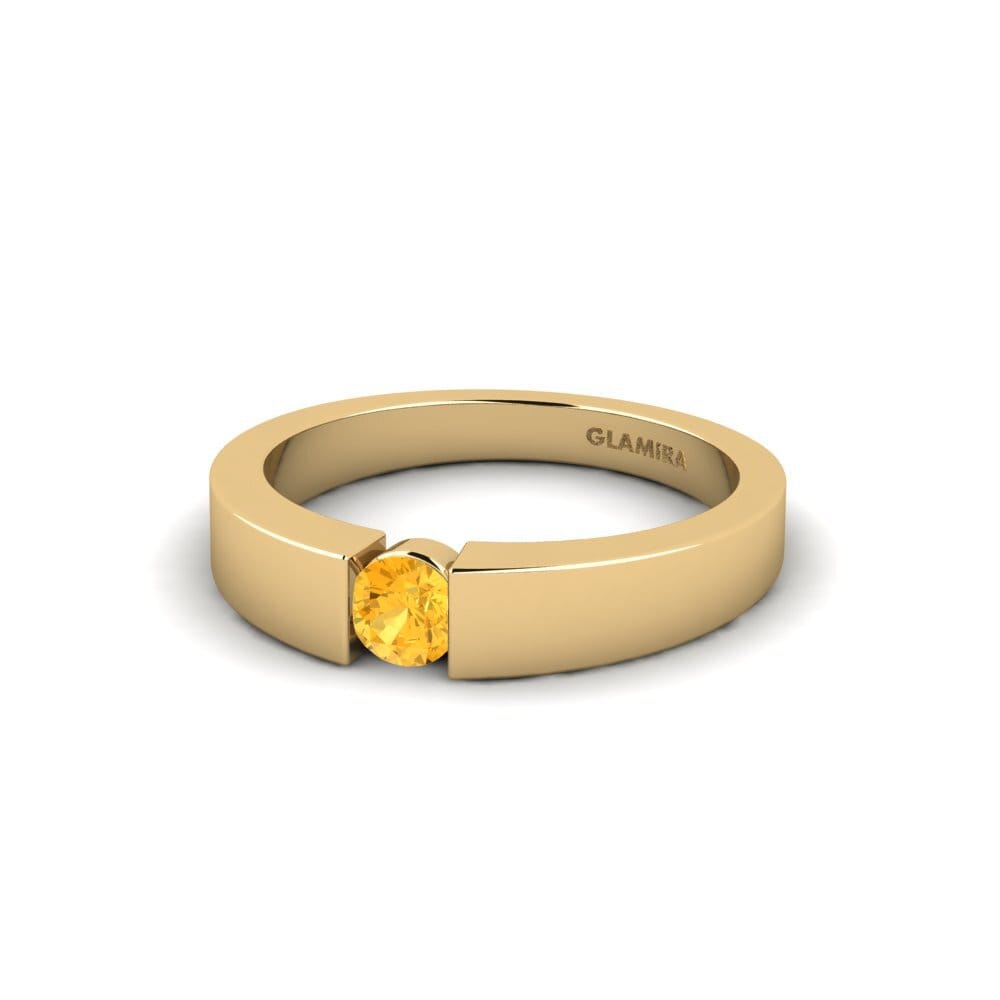 Anillos 18k Oro Amarillo Citrino Tensión