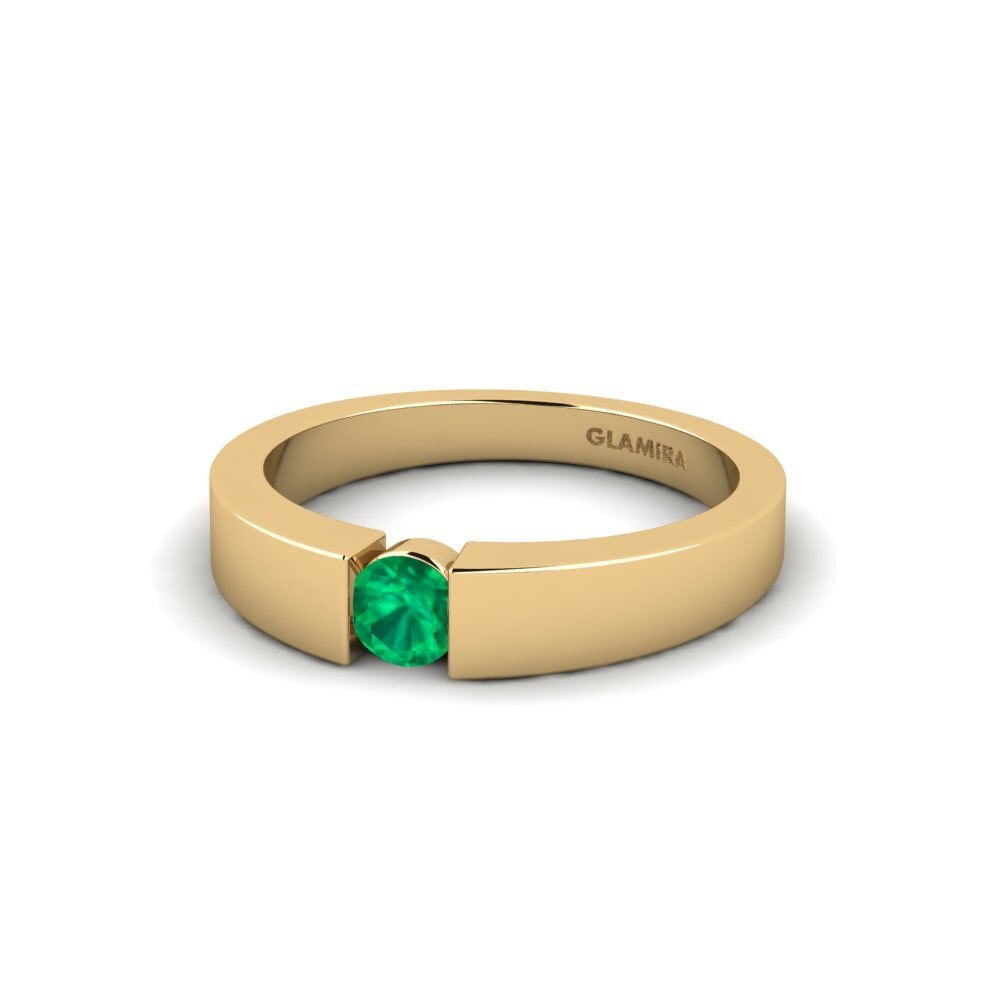 Tension Emerald 9ct Yellow Gold Rings