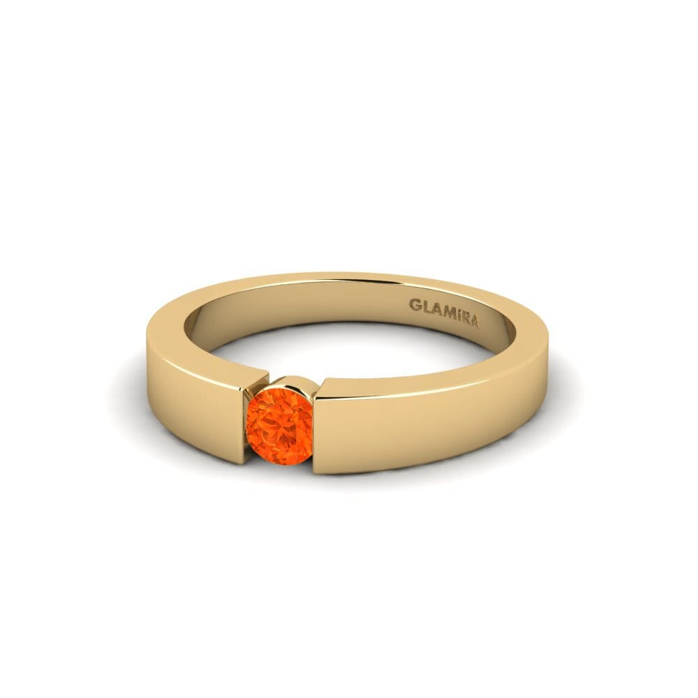 Anéis Tensão Ouro Amarelo 14K Opala de Fogo