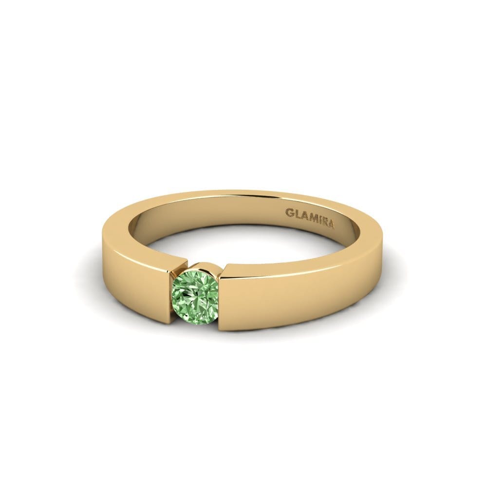 Verlobungsringe Spannringe Grüner Diamant Gelbgold 585