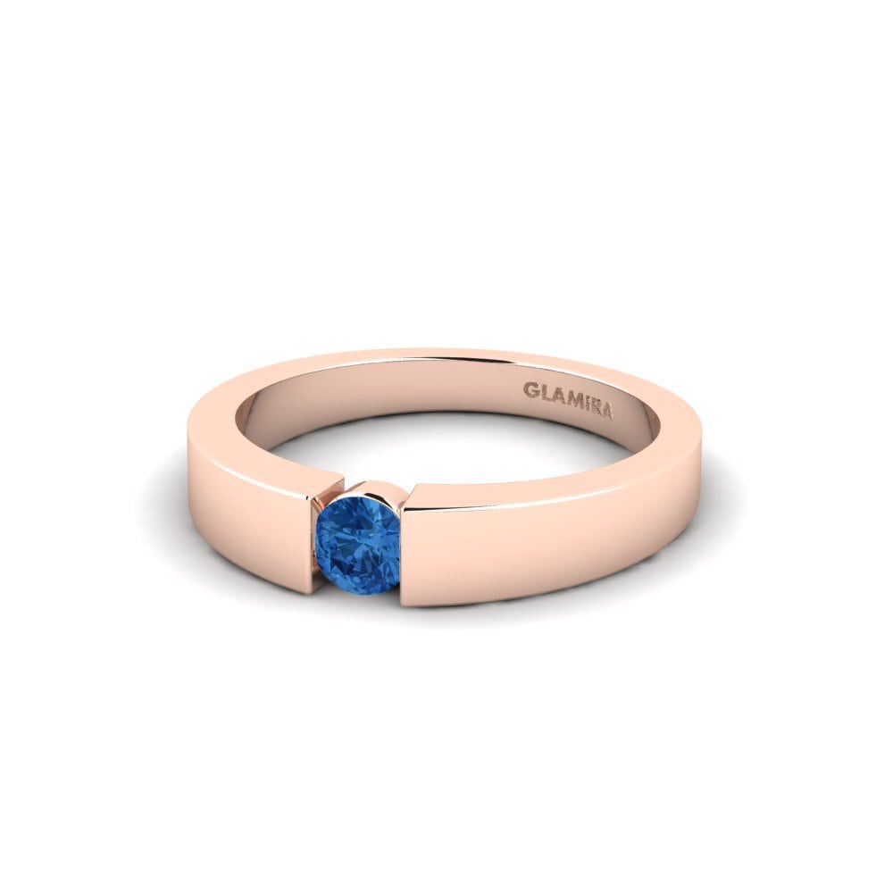 Tension Dark Blue Zirconia 14ct Rose Gold Rings