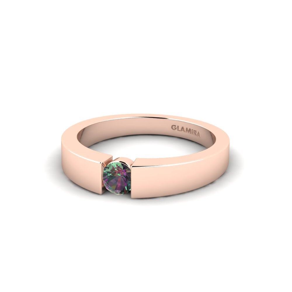 Anillos de compromiso 14k Oro Rosa Topacio Místico Tensión