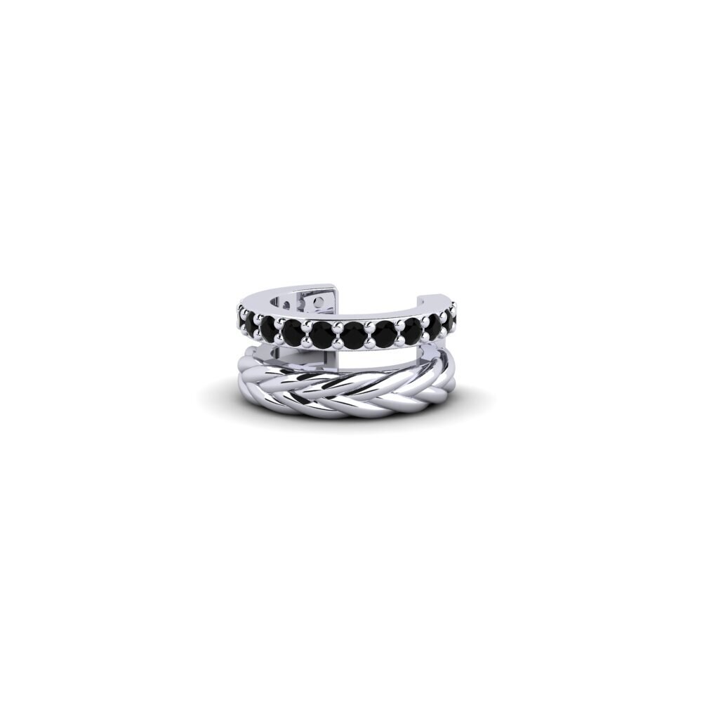 9ct White Gold Black Sapphire Men's Ear Cuff Rocroi