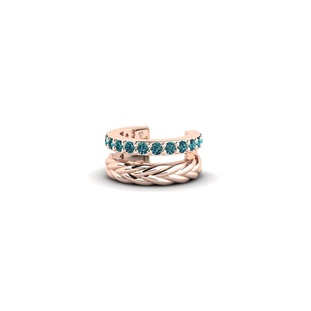 14ct Rose Gold Blue Diamond Men's Ear Cuff Rocroi