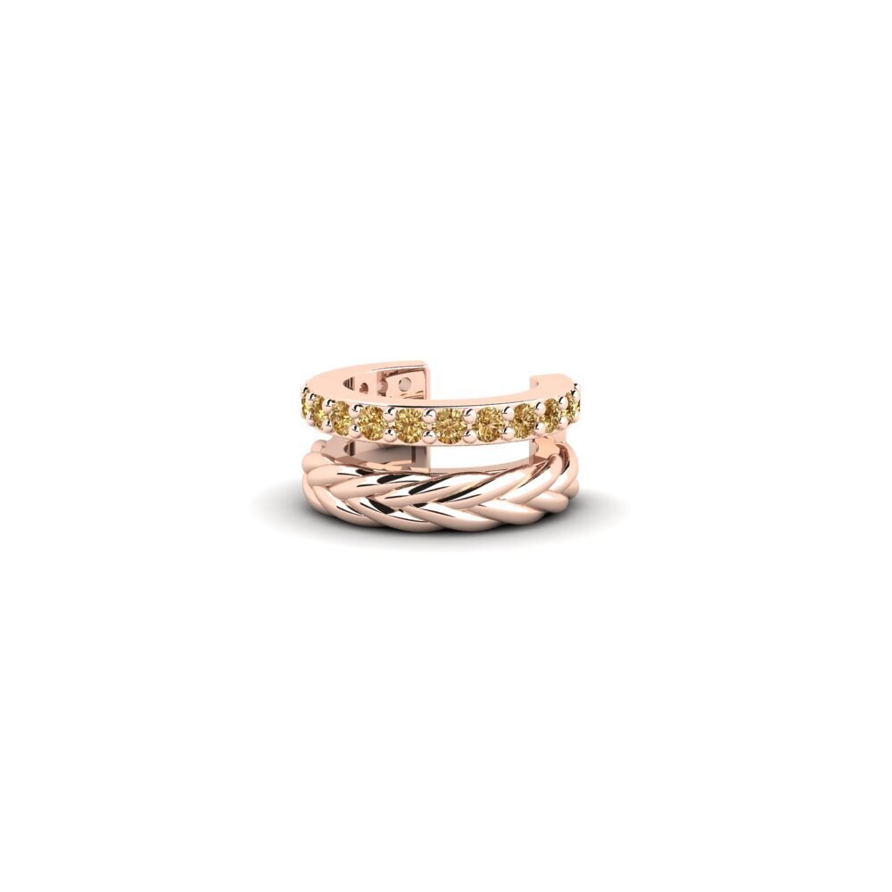 14ct Rose Gold Brown Diamond Men's Ear Cuff Rocroi