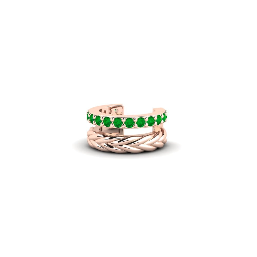 14ct Rose Gold Emerald Men's Ear Cuff Rocroi
