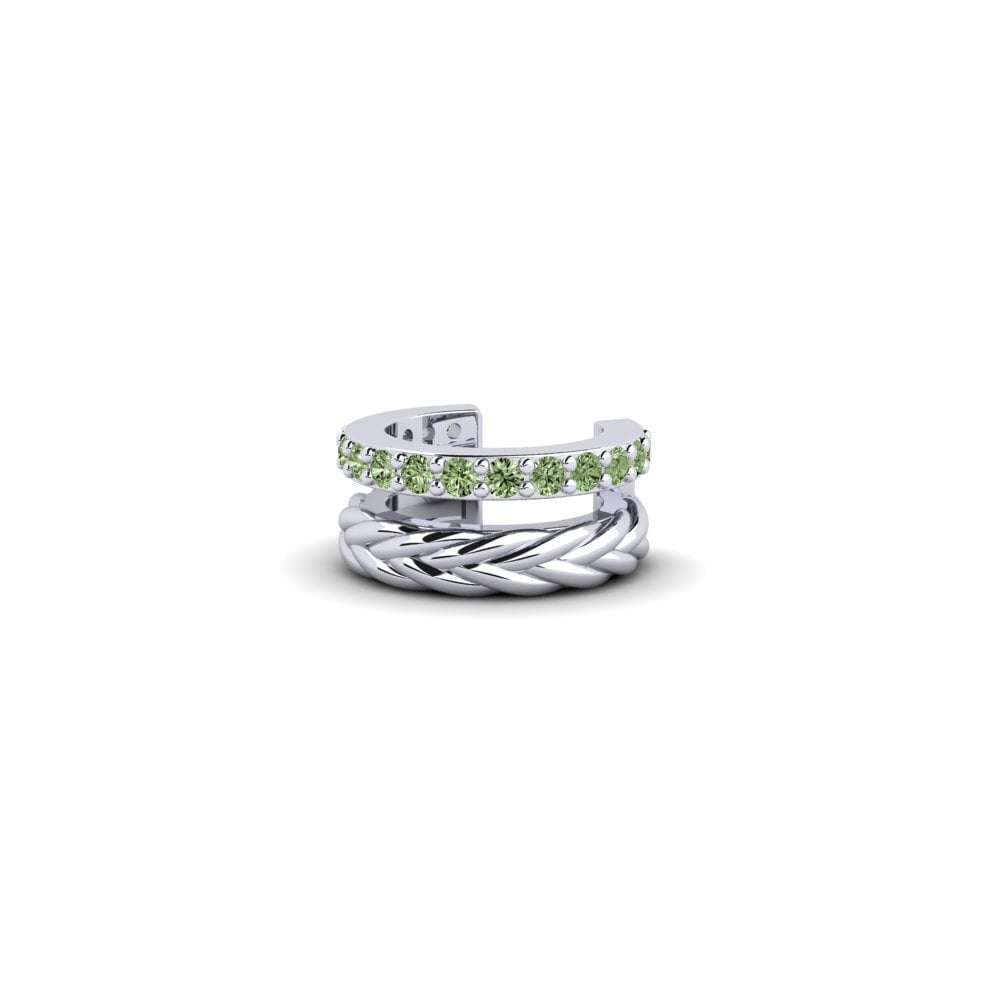 18k Oro Blanco Diamante Verde Aro oreja hombre Rocroi
