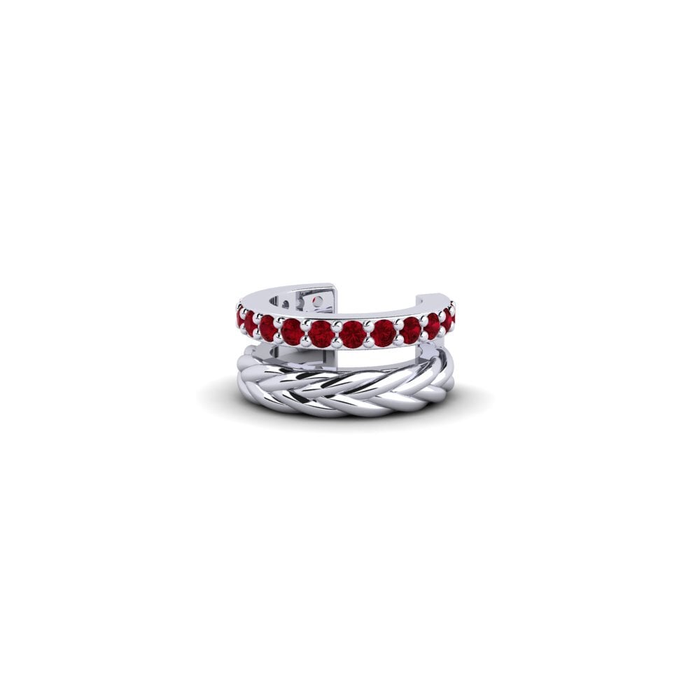 9k Oro Blanco Circonita Roja Aro oreja hombre Rocroi