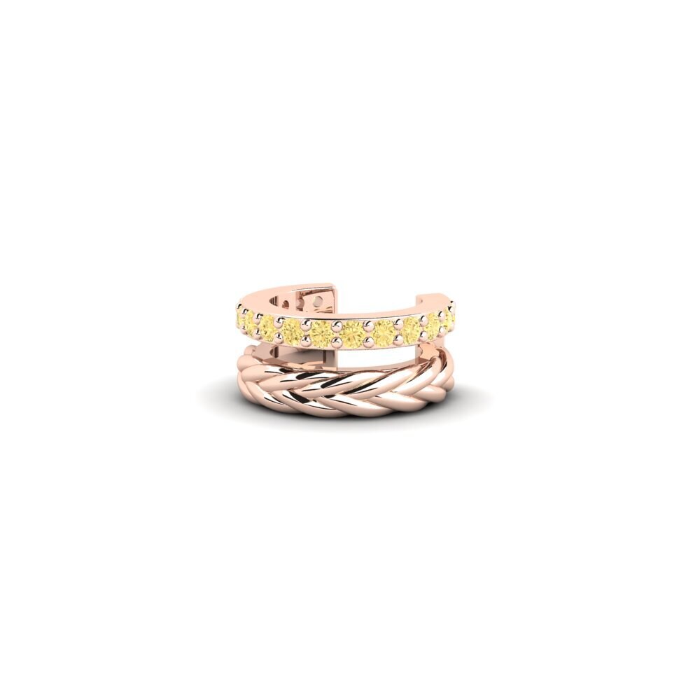 14ct Rose Gold Yellow Diamond Men's Ear Cuff Rocroi