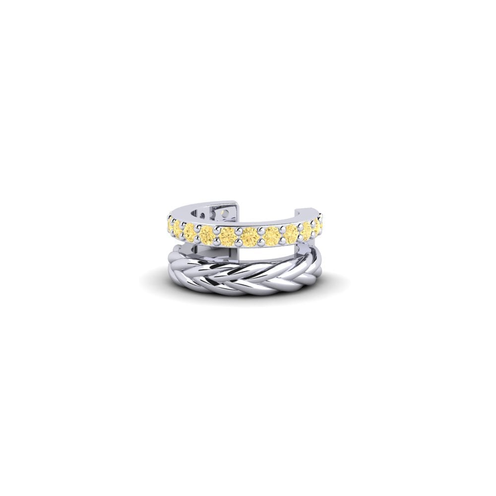950 Palladium Žlutý diamant Pánská manžeta na ucho Rocroi