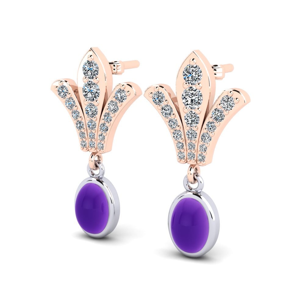 9k Oro Rosa & Blanco Pendiente de mujer Roldania