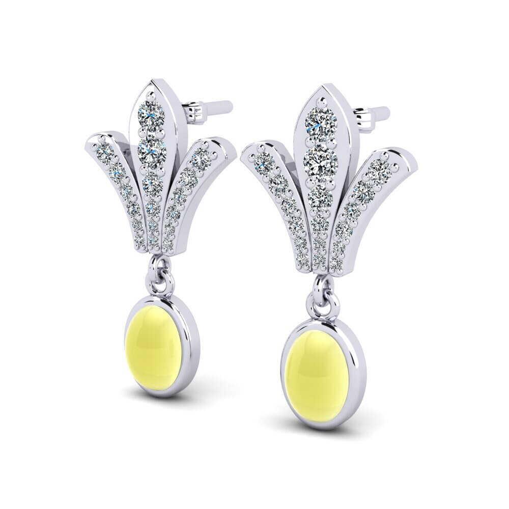 Đá Cabochon Topaz Vàng Bông tai nữ Roldania