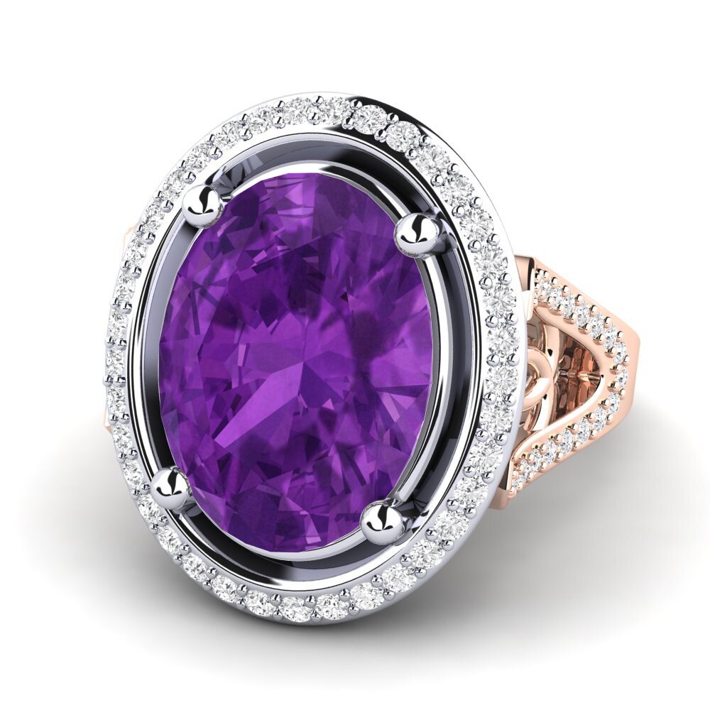 14k Rose & White Gold Amethyst Ring Romaine