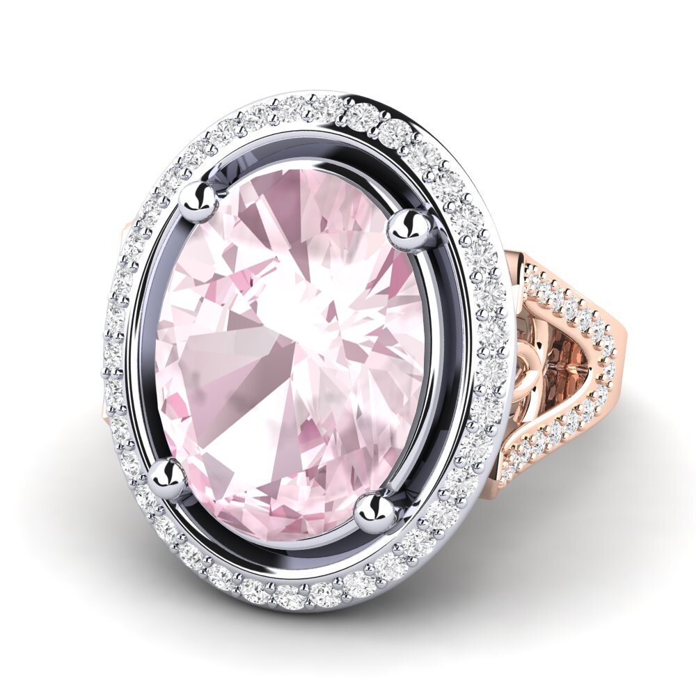 14ct Rose & White Gold Kunzite Ring Romaine