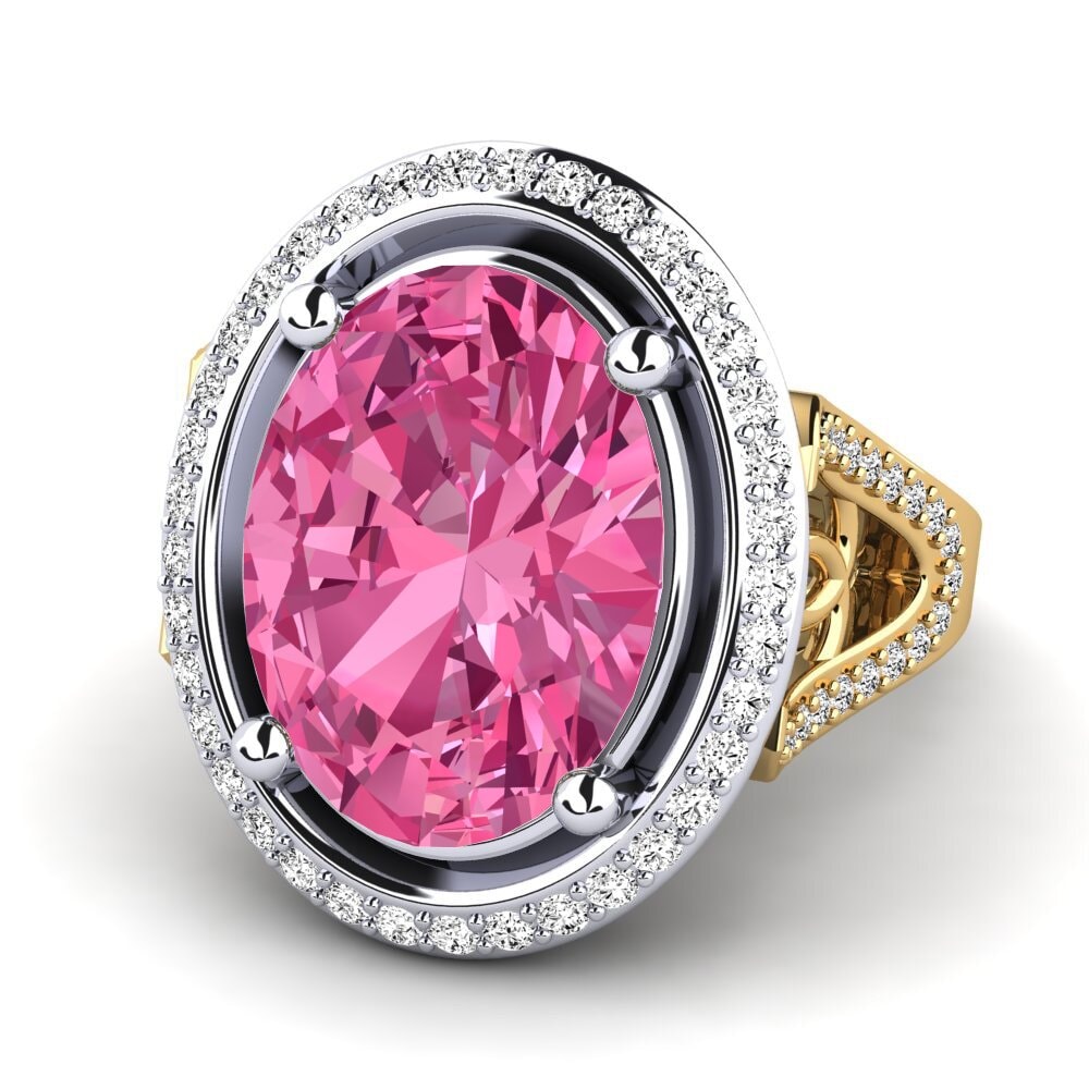14ct Yellow / White Gold Pink Tourmaline Ring Romaine