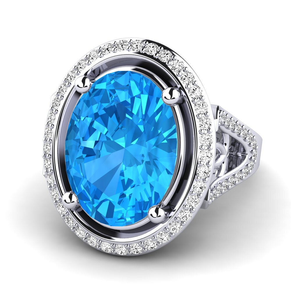 Ovalado Topacio azul Anillo Romaine