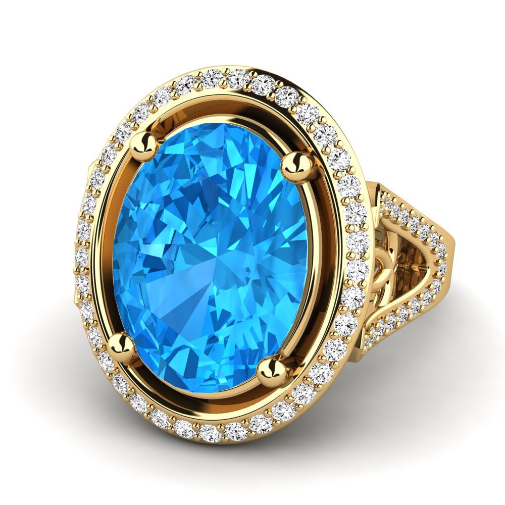 14ct Yellow Gold Blue Topaz Ring Romaine