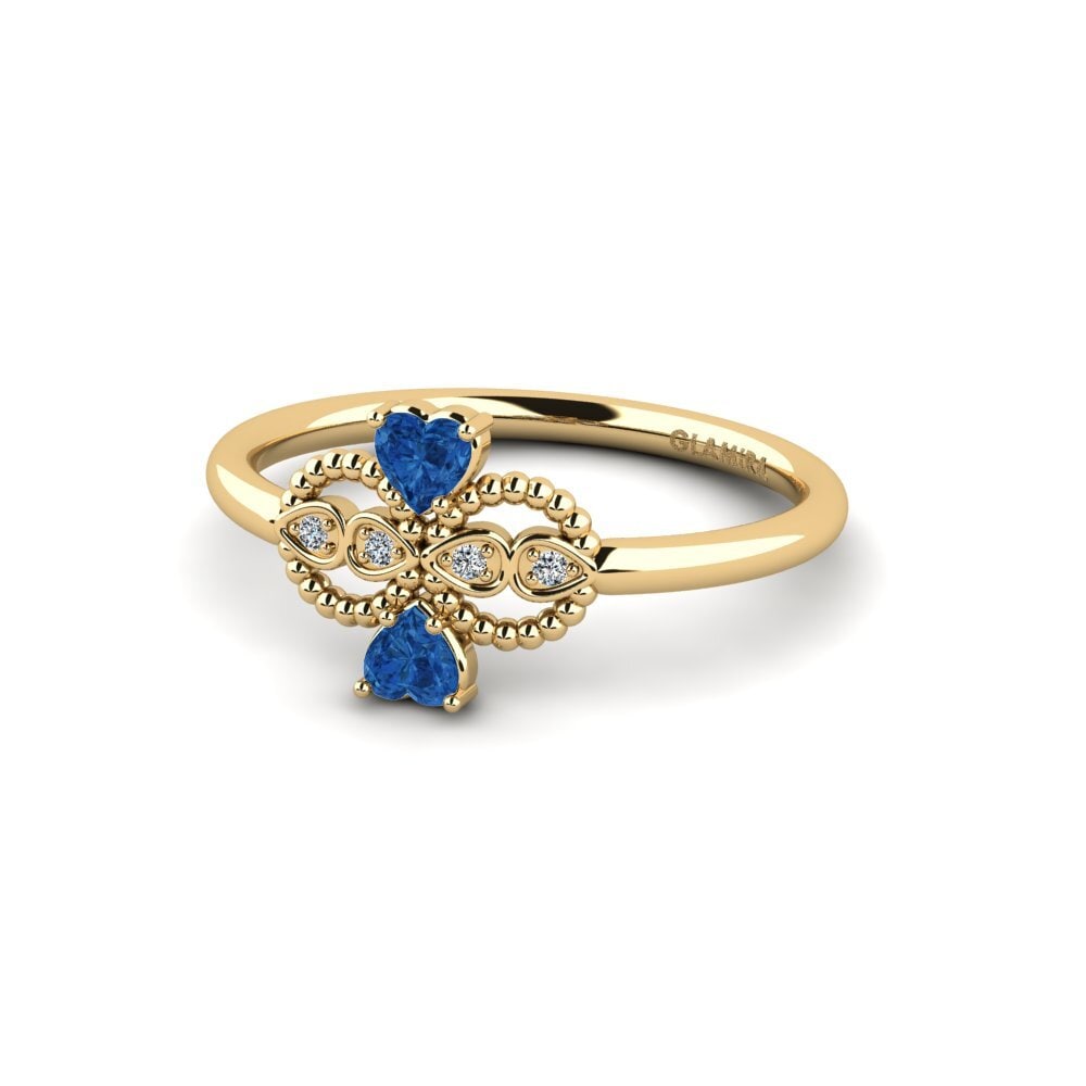 Zircônia azul escuro Anel Romb