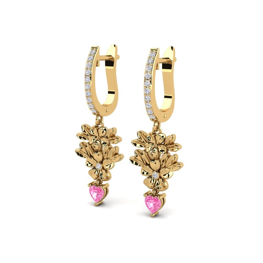 9k Oro Amarillo Zafiro Rosado Pendiente de mujer Romola