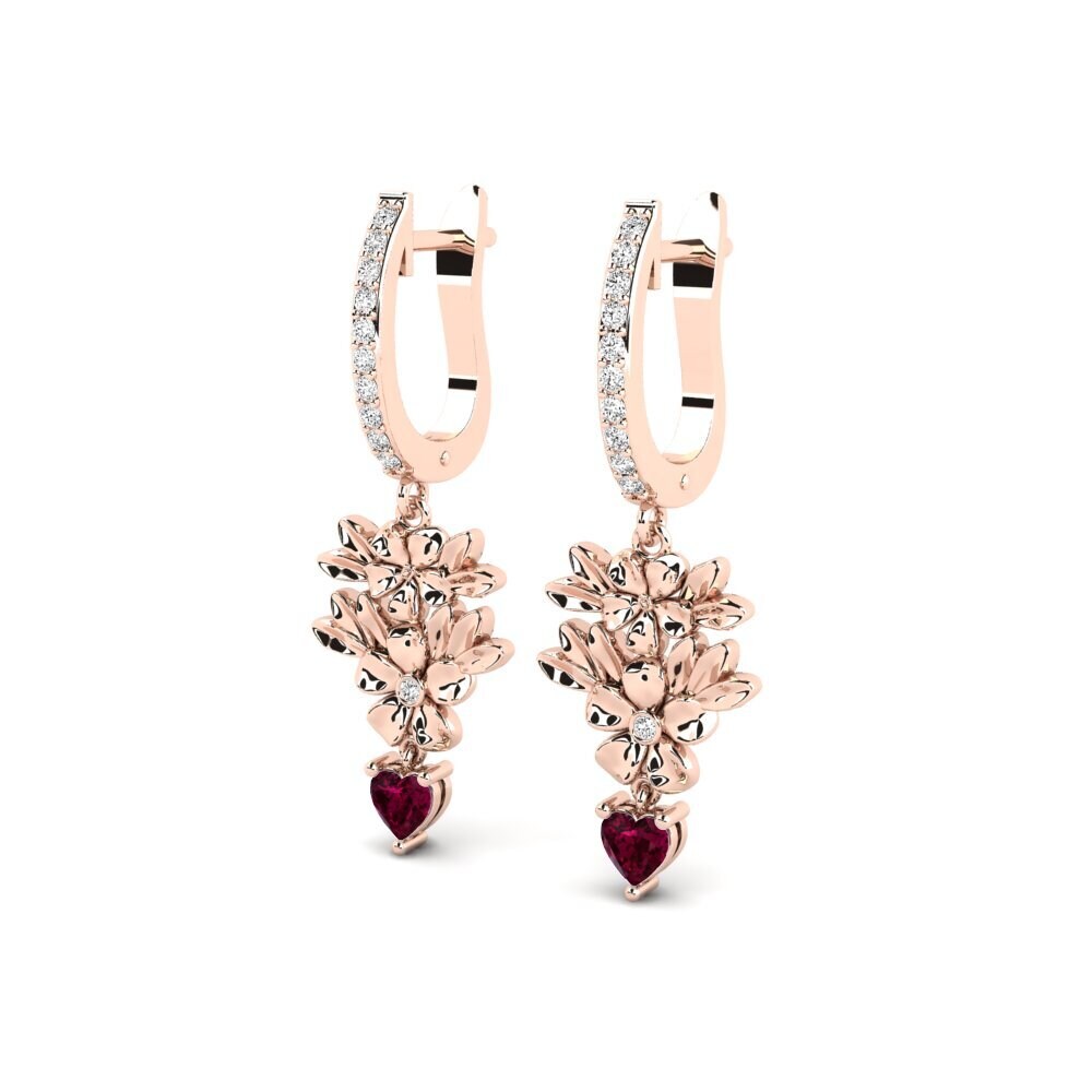 14k Oro Rosa Granate Rhodolite Pendiente de mujer Romola