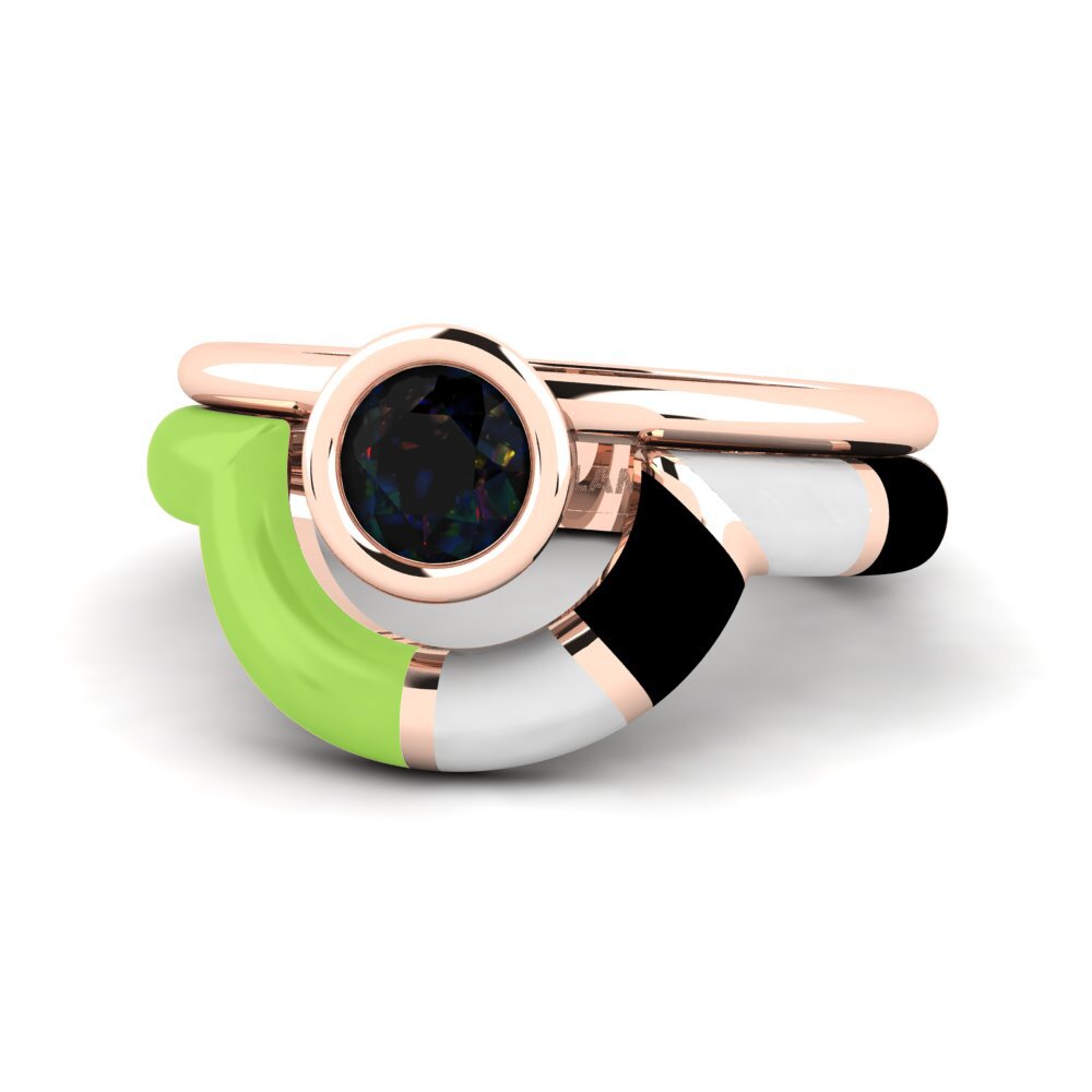 Opalo Negro Anillo Rondek SET