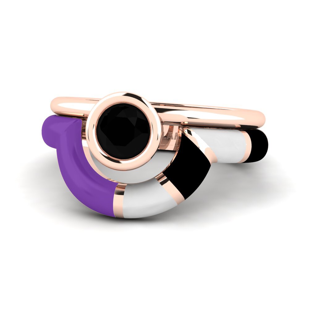 Diamante Negro Anillo Rondek SET